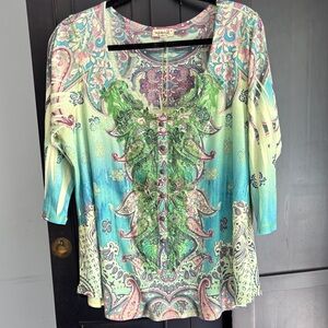 ONE WORLD Multicolor Paisley Blouse